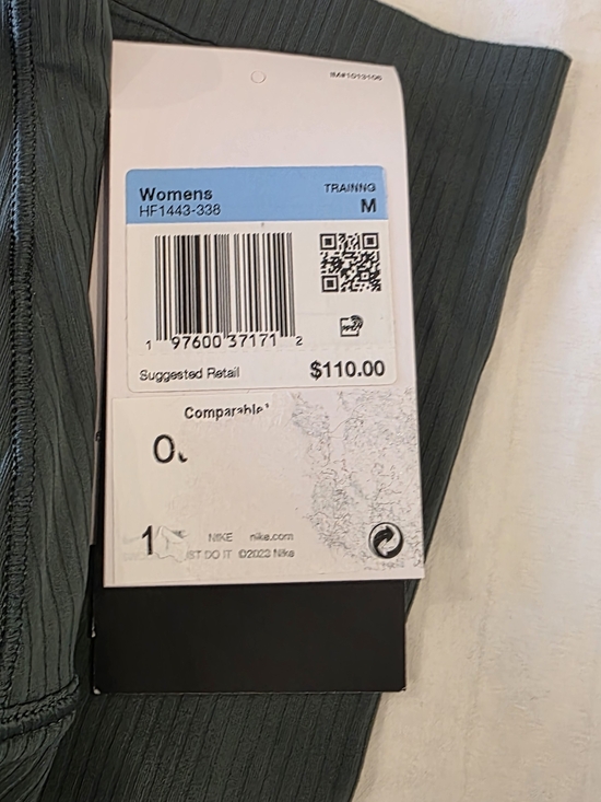 Nike Women's Training Ribbed High-Waist Leggings Ribbed- Deep Green - Picture 3 of 5